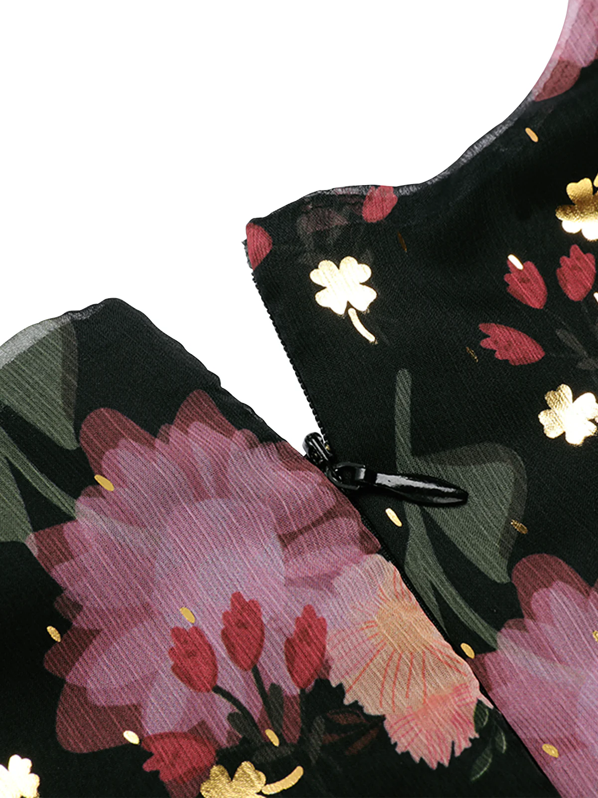 [US Warehouse] Black 1950s Lace Flowers Swing Dress - Image 6