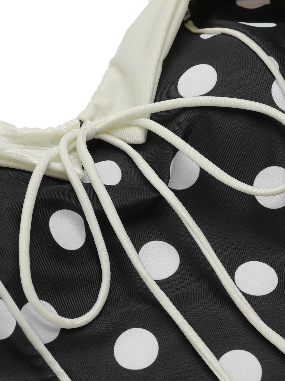Black 1950s Polka Dots Halter Swimsuit - Image 6