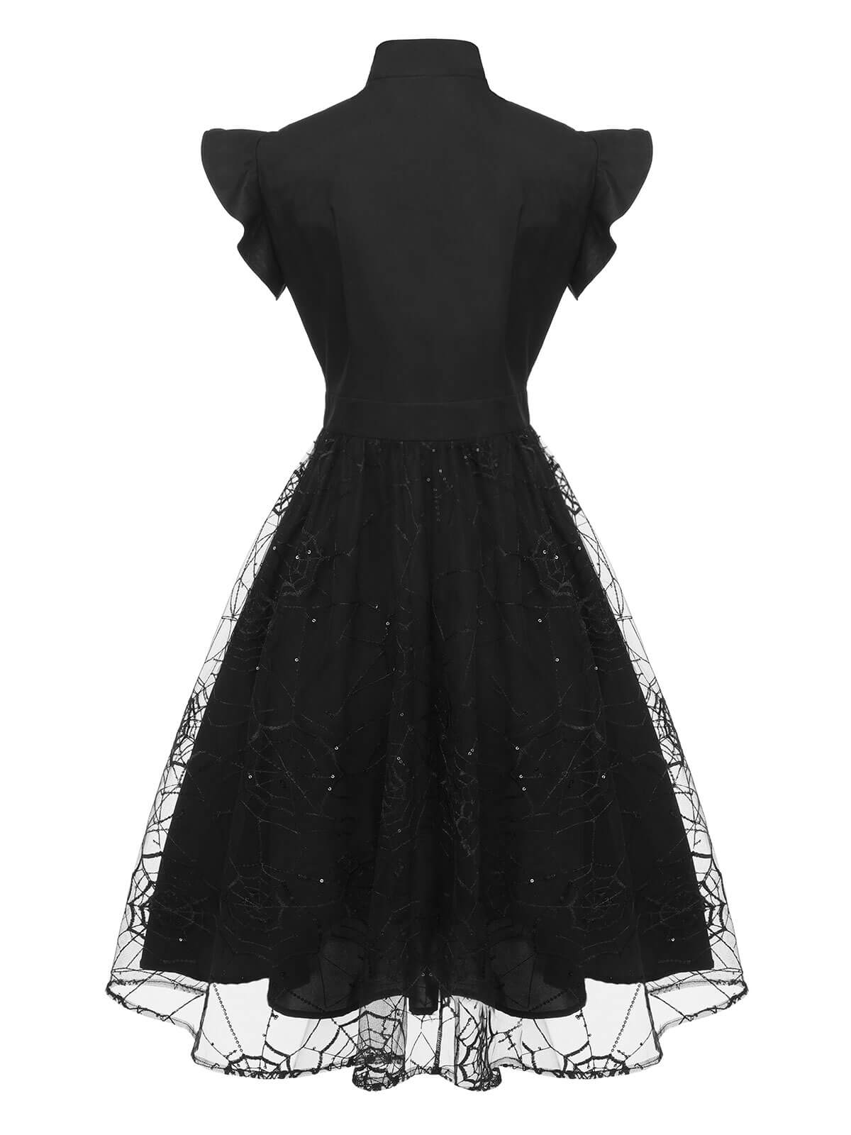 Black 1950s Sequined Spider Mesh Dress - Image 4