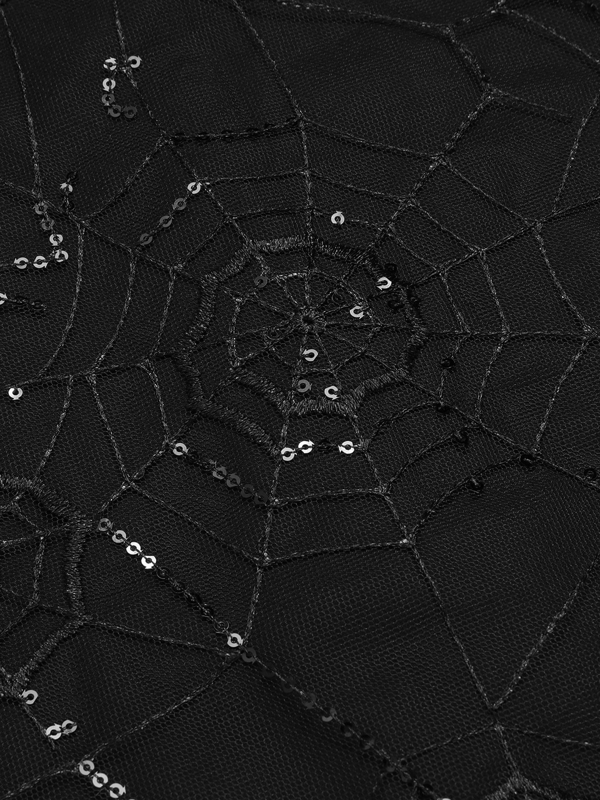 Black 1950s Sequined Spider Mesh Dress - Image 7