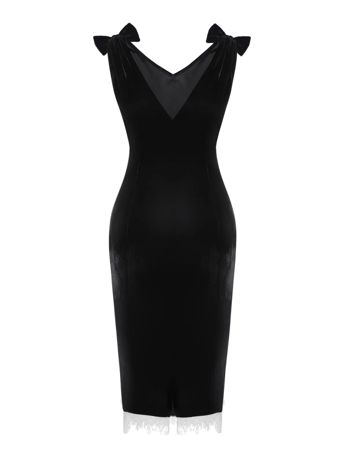 Black 1960s Solid Velvet Bow Dress - Image 5