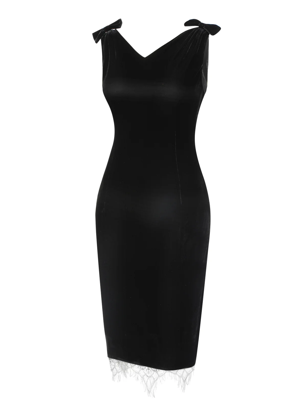 Black 1960s Solid Velvet Bow Dress - Image 8
