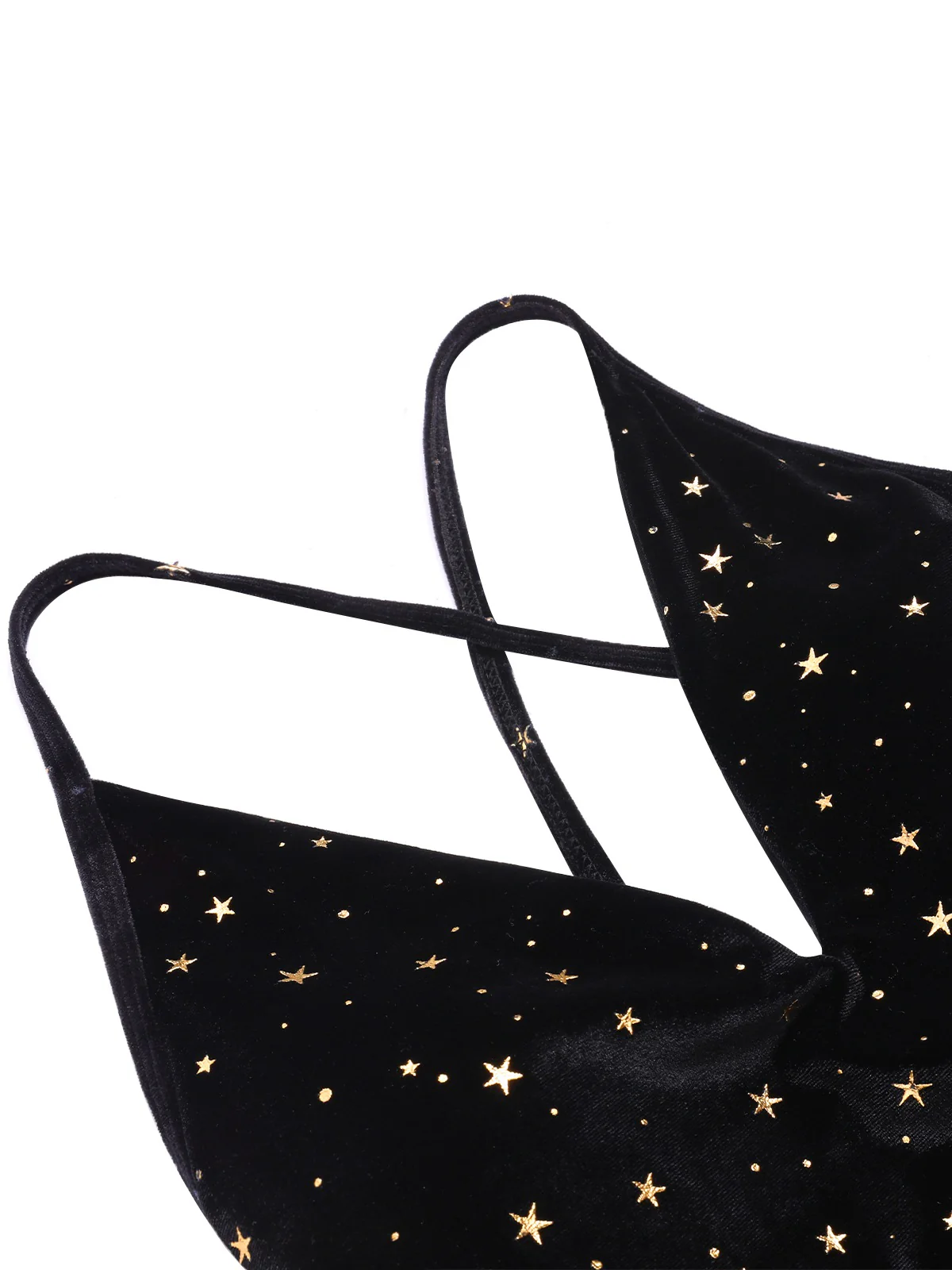 [US Warehouse] Black 1960s Velvet Back Cross Straps Swimsuit - Image 3