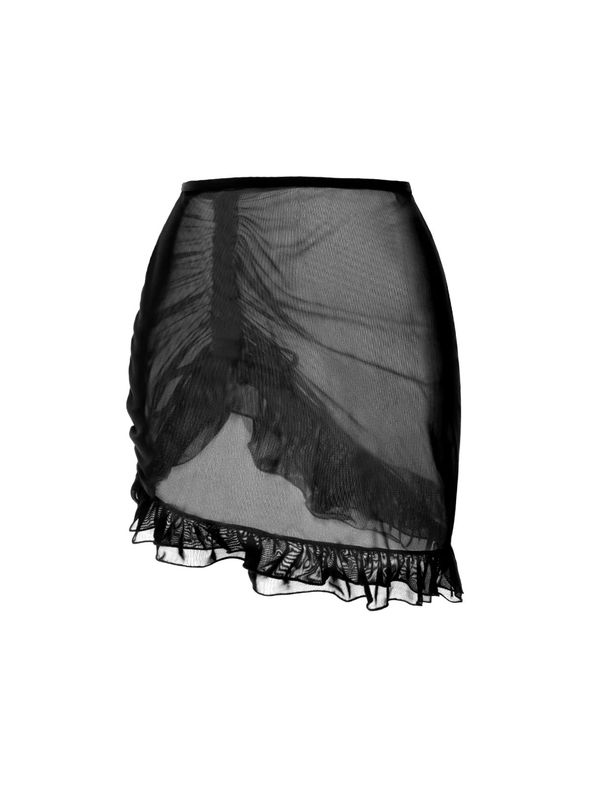 [US Warehouse] Black 1970s Double-Layered Ruffled Cover-Up - Image 4