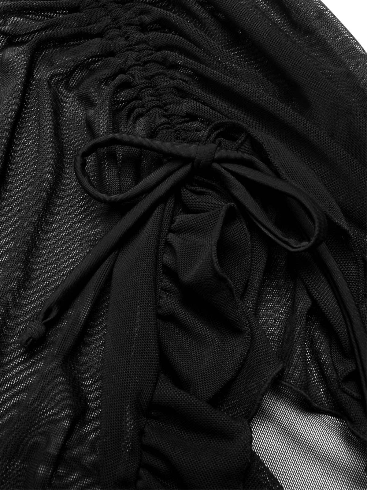 [US Warehouse] Black 1970s Double-Layered Ruffled Cover-Up - Image 5