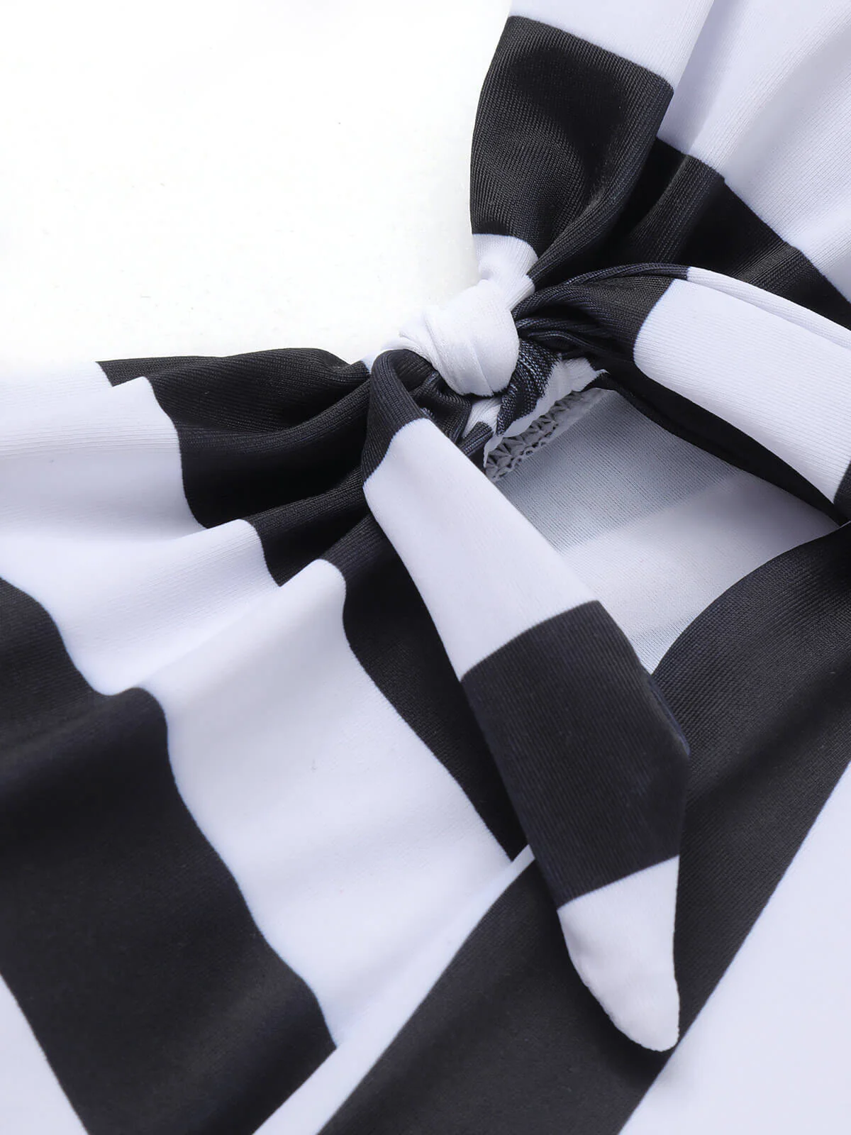 [US Warehouse] Black & White 1950s Barbie Stripes Halter Swimsuit - Image 5