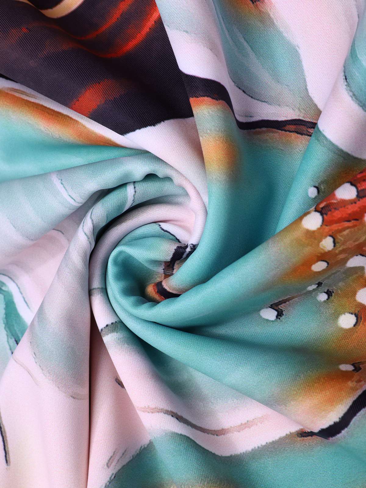 [US Warehouse] Blue 1950s Floral Patchwork Shoulder Tie Swimsuit - Image 4