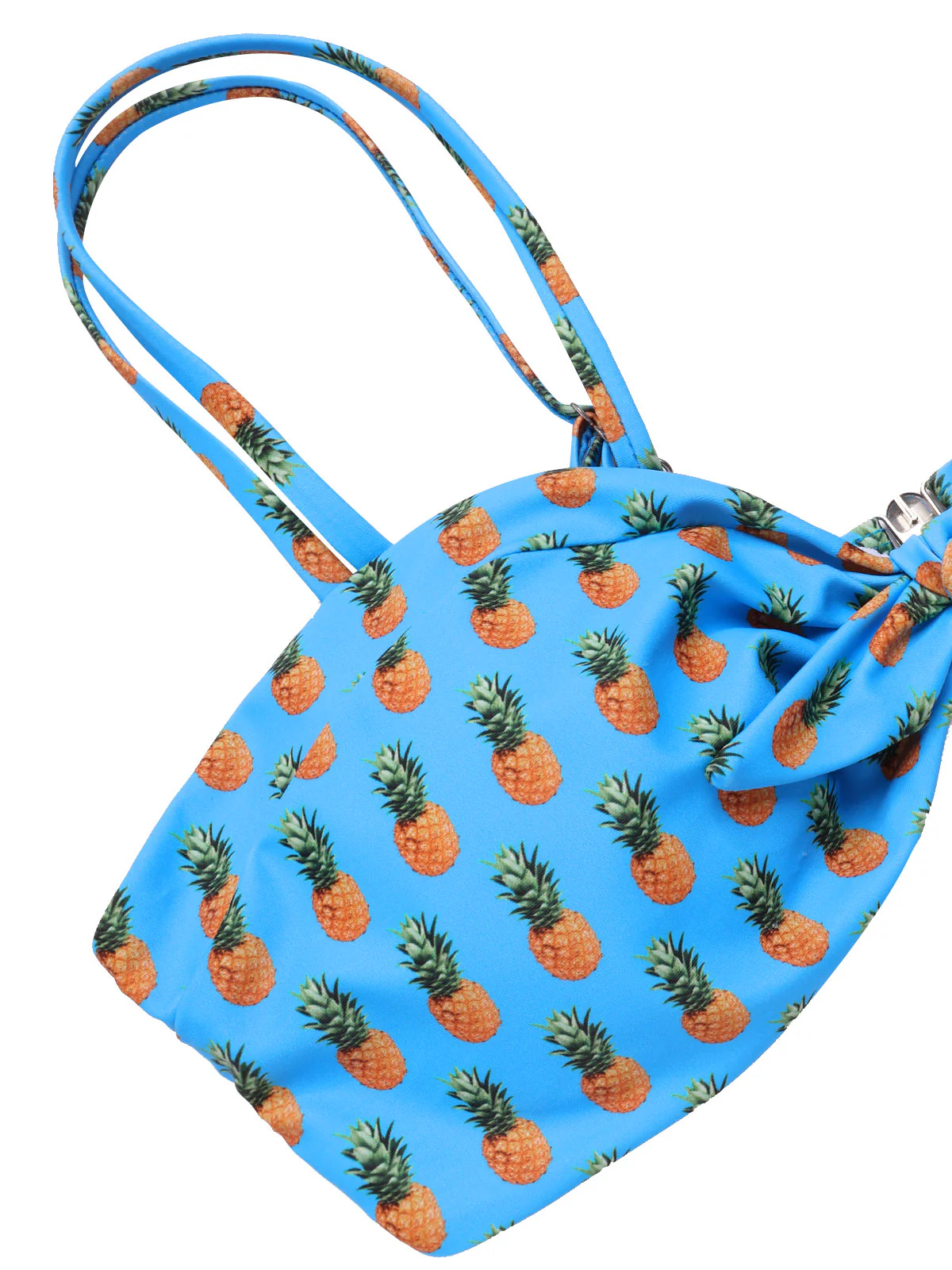 Blue 1950s Pineapple Strap Bow Swimsuit - Image 5