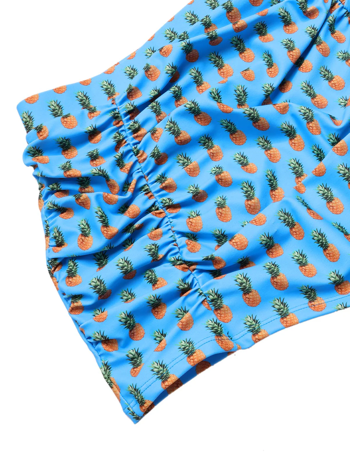 Blue 1950s Pineapple Strap Bow Swimsuit - Image 6