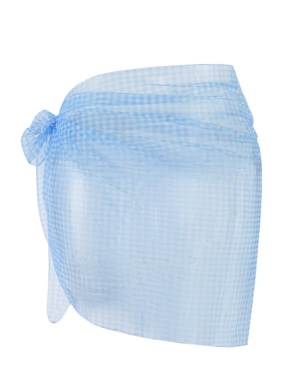 Blue 1950s Plaids Mesh Cover-Up - Image 4