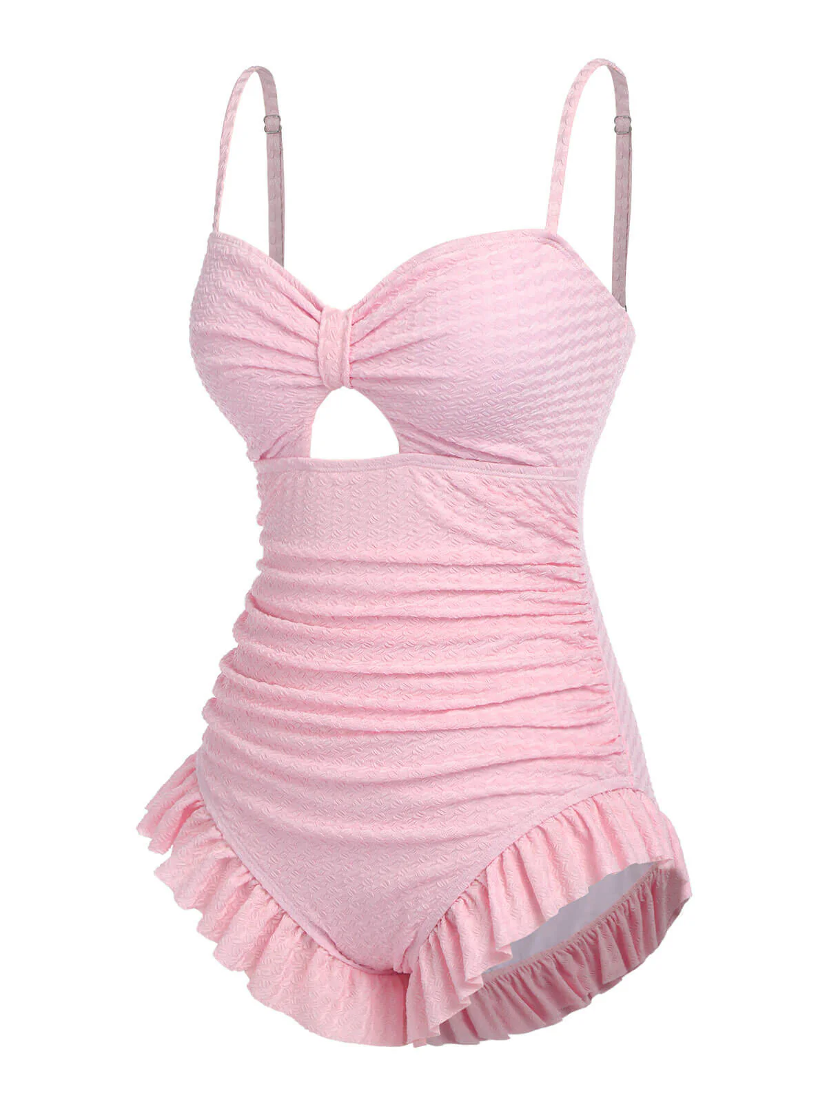Blue 1950s Solid Ruched Swimsuit - Image 5