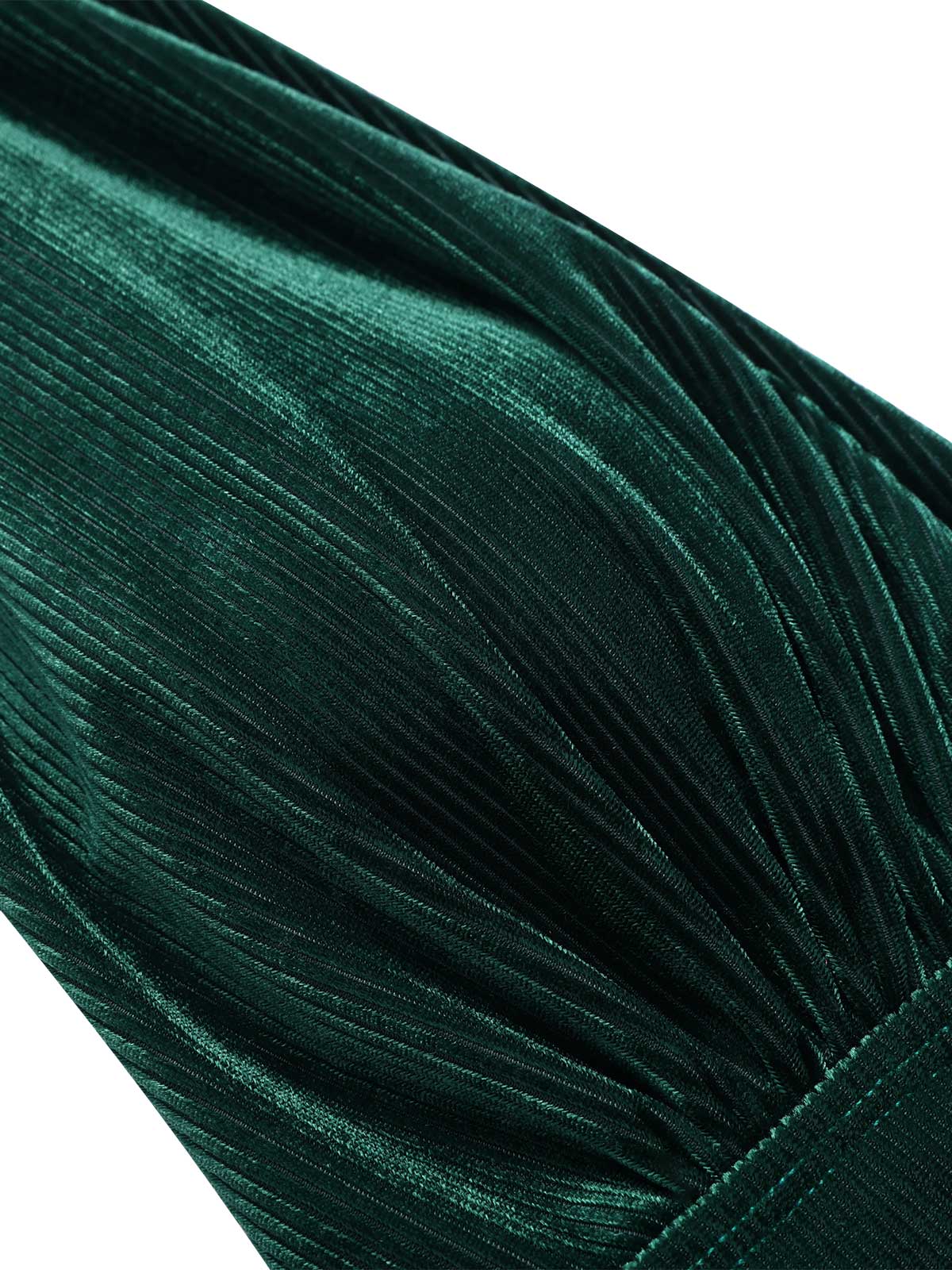 Dark Green 1970s Velvet Deep V-Neck Swimsuit - Image 6