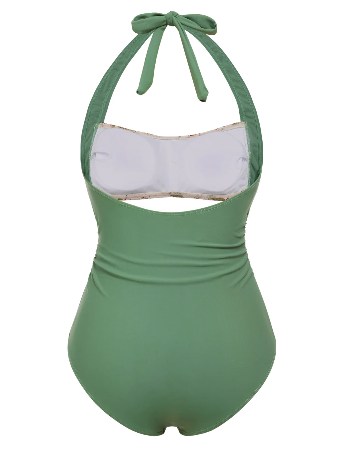 Green 1930s Peony Halter One-Piece Swimsuit - Image 4