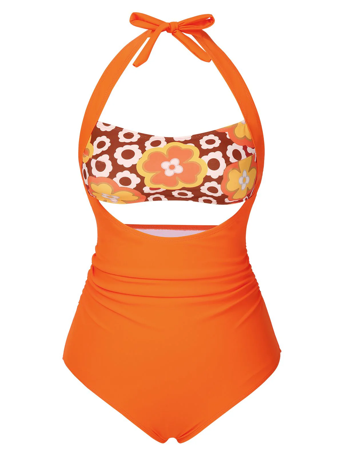 [US Warehouse] Green 1930s Peony Halter One-Piece Swimsuit - Image 8