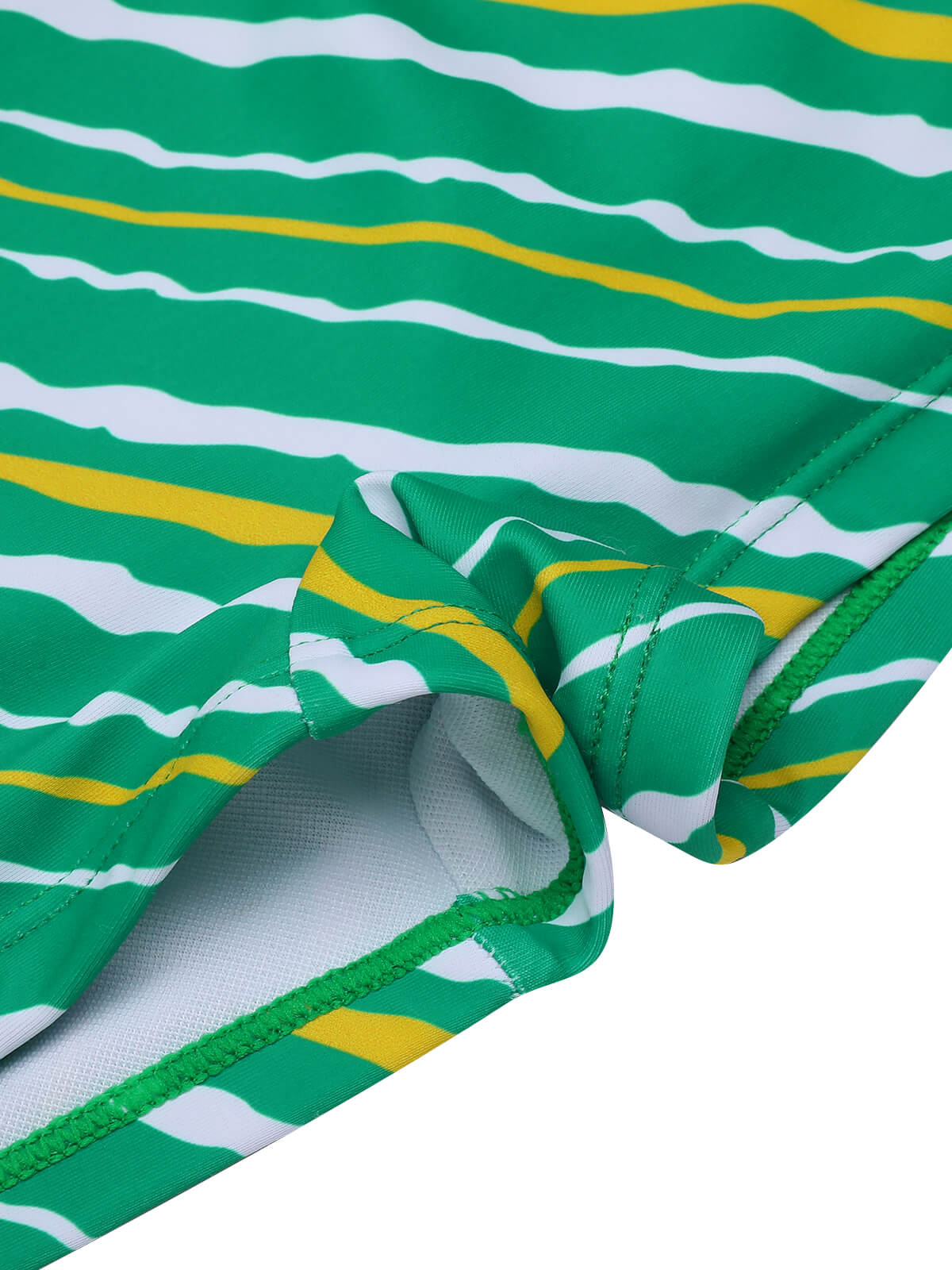 Green 1930s Stripe Off-Shoulder Halter Swimsuit - Image 6