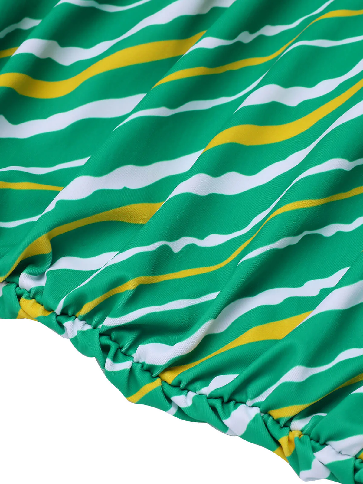 Green 1930s Stripe Off-Shoulder Halter Swimsuit - Image 7