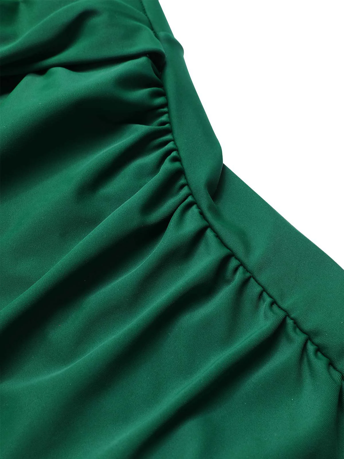 [US Warehouse] Green 1930s Striped Ruffles Ruched Halter Swimsuit - Image 6