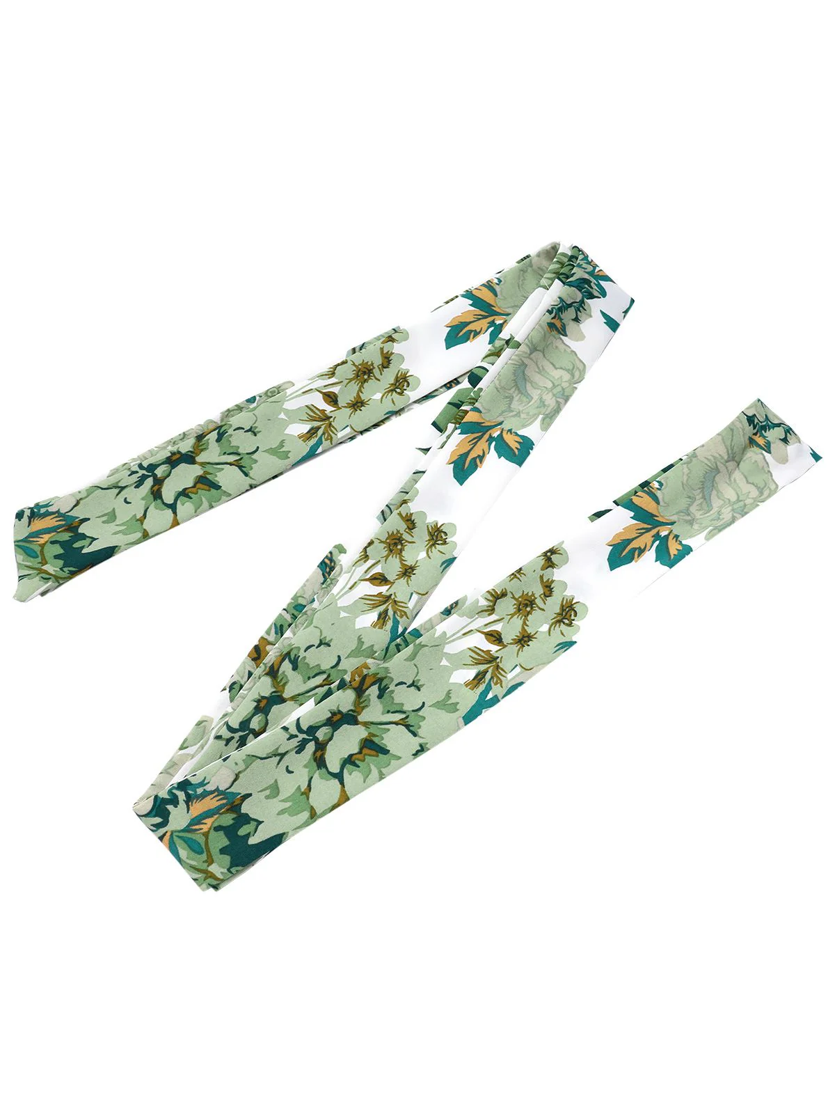 Green 1940s Floral Tie Belt Dress - Image 5