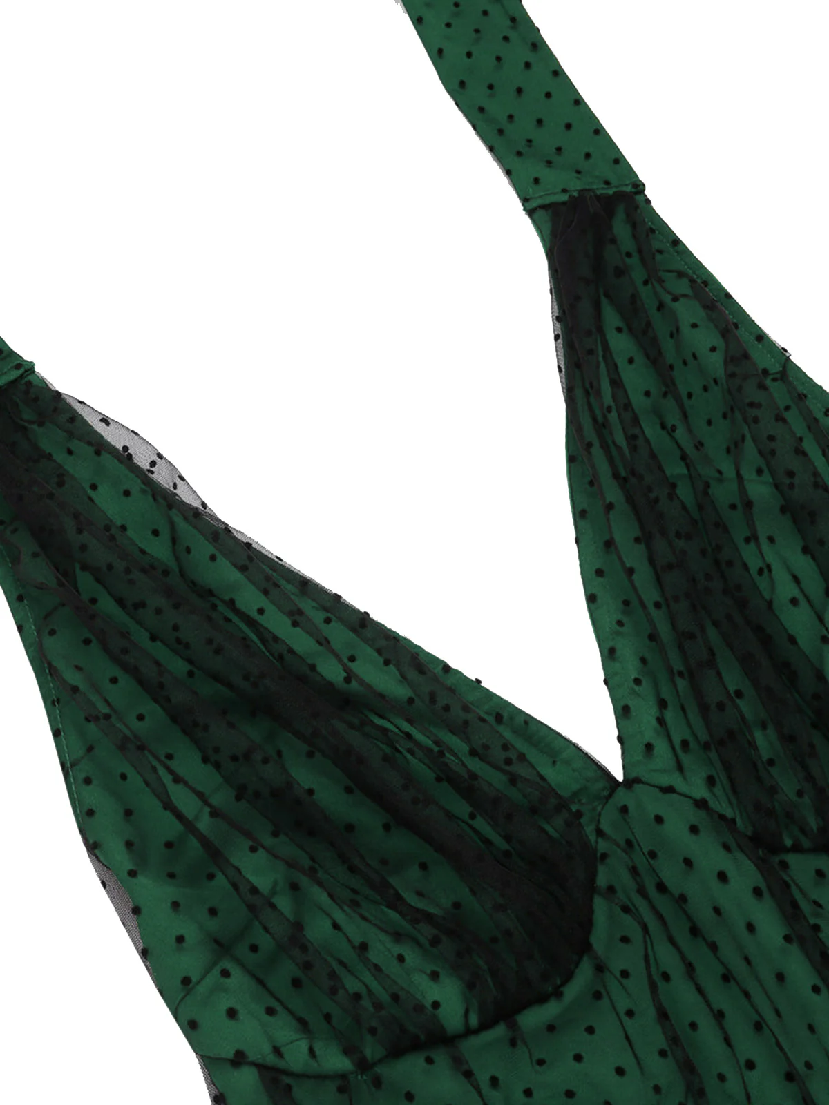 Green 1950s Halter Polka Dots Mesh Dress - Image 6