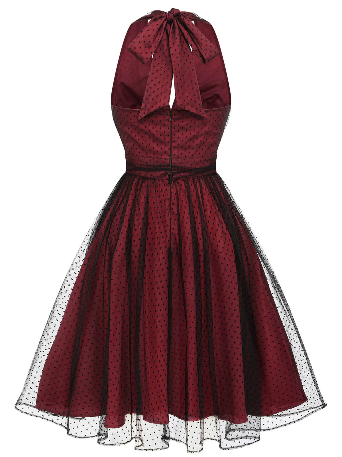 Green 1950s Halter Polka Dots Mesh Dress - Image 9