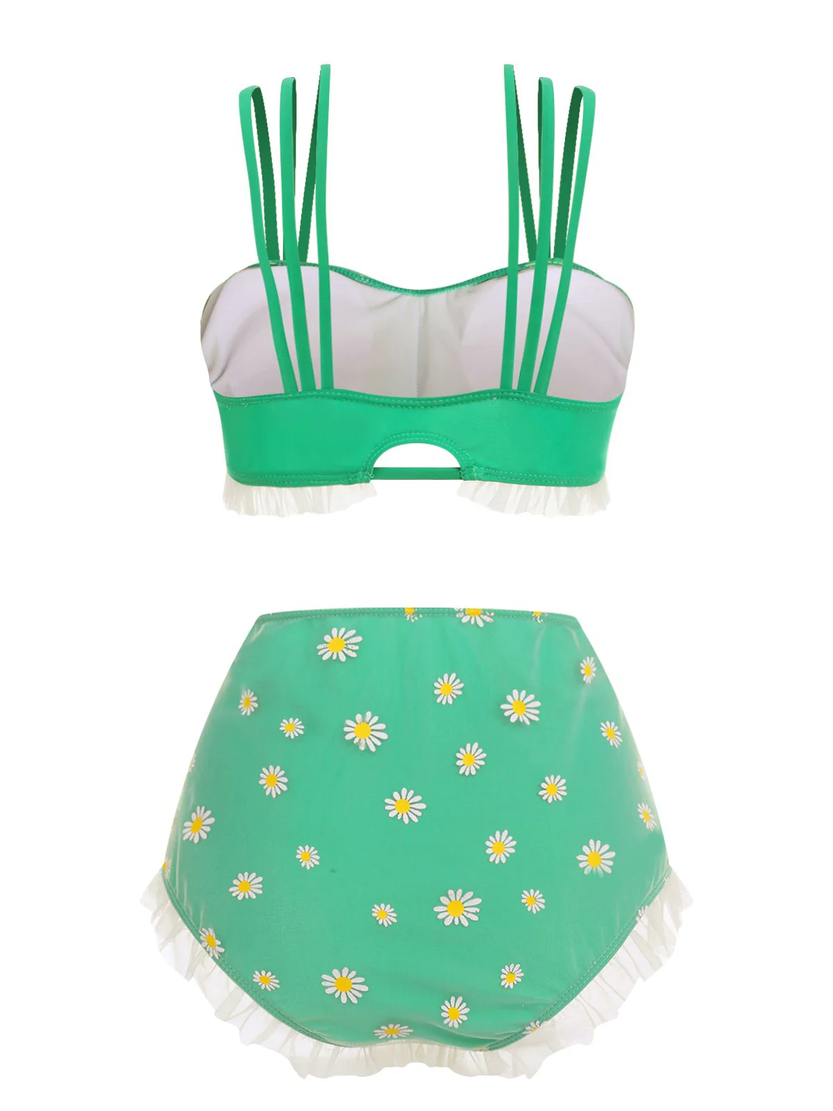 [US Warehouse] Green 1950s Summer Daisy Tankini Set - Image 3