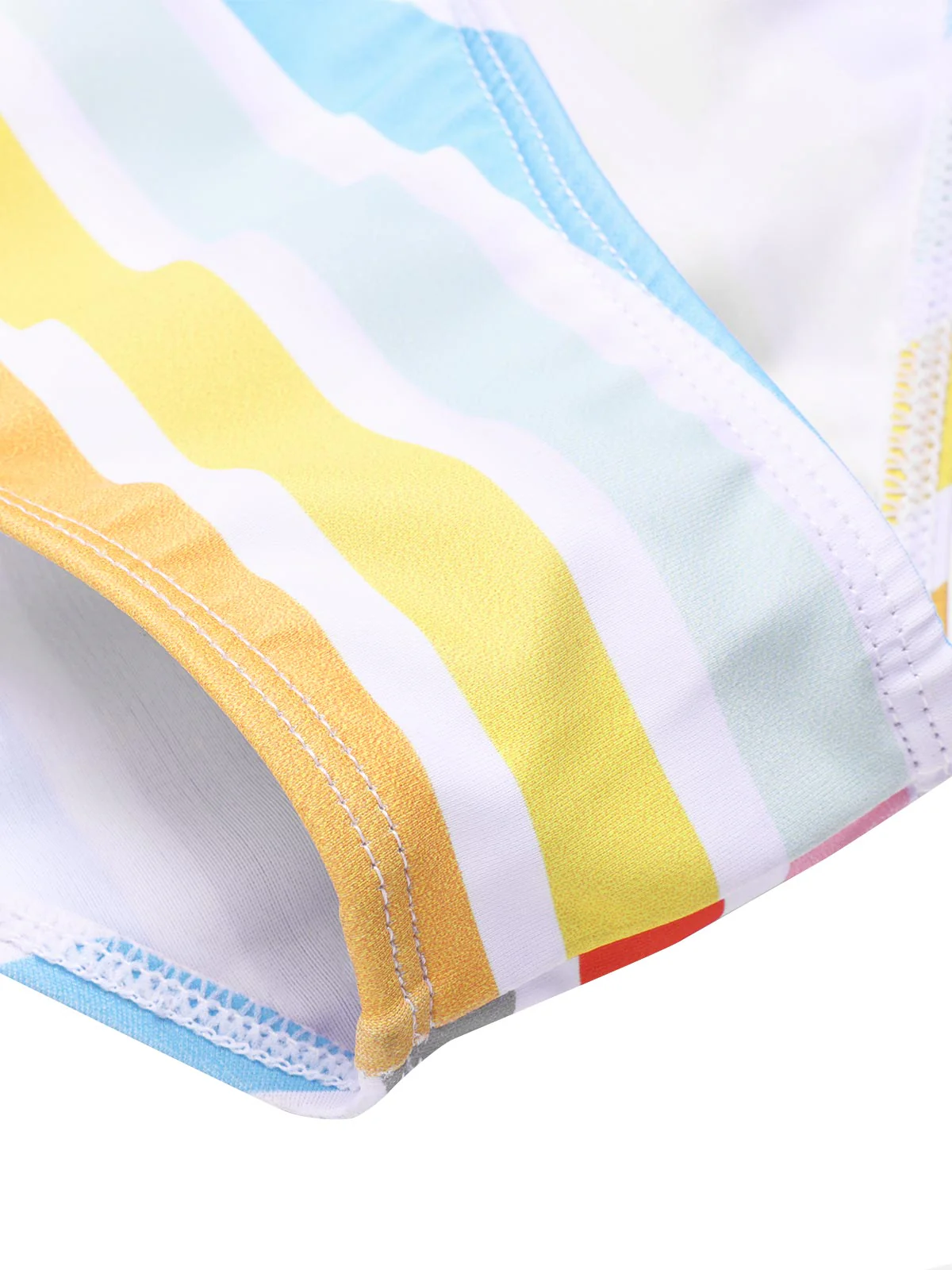 [US Warehouse] Multicolor 1960s Rainbow Stripe Halter Swimsuit - Image 5