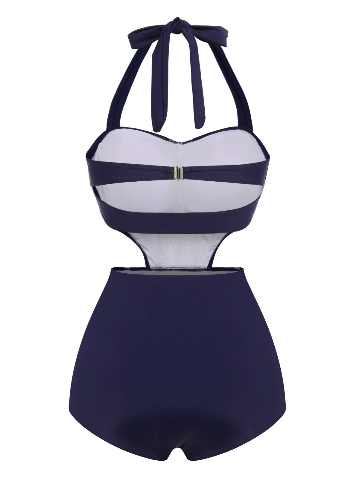 Navy Blue 1930s Halter One-piece Swimsuit - Image 4