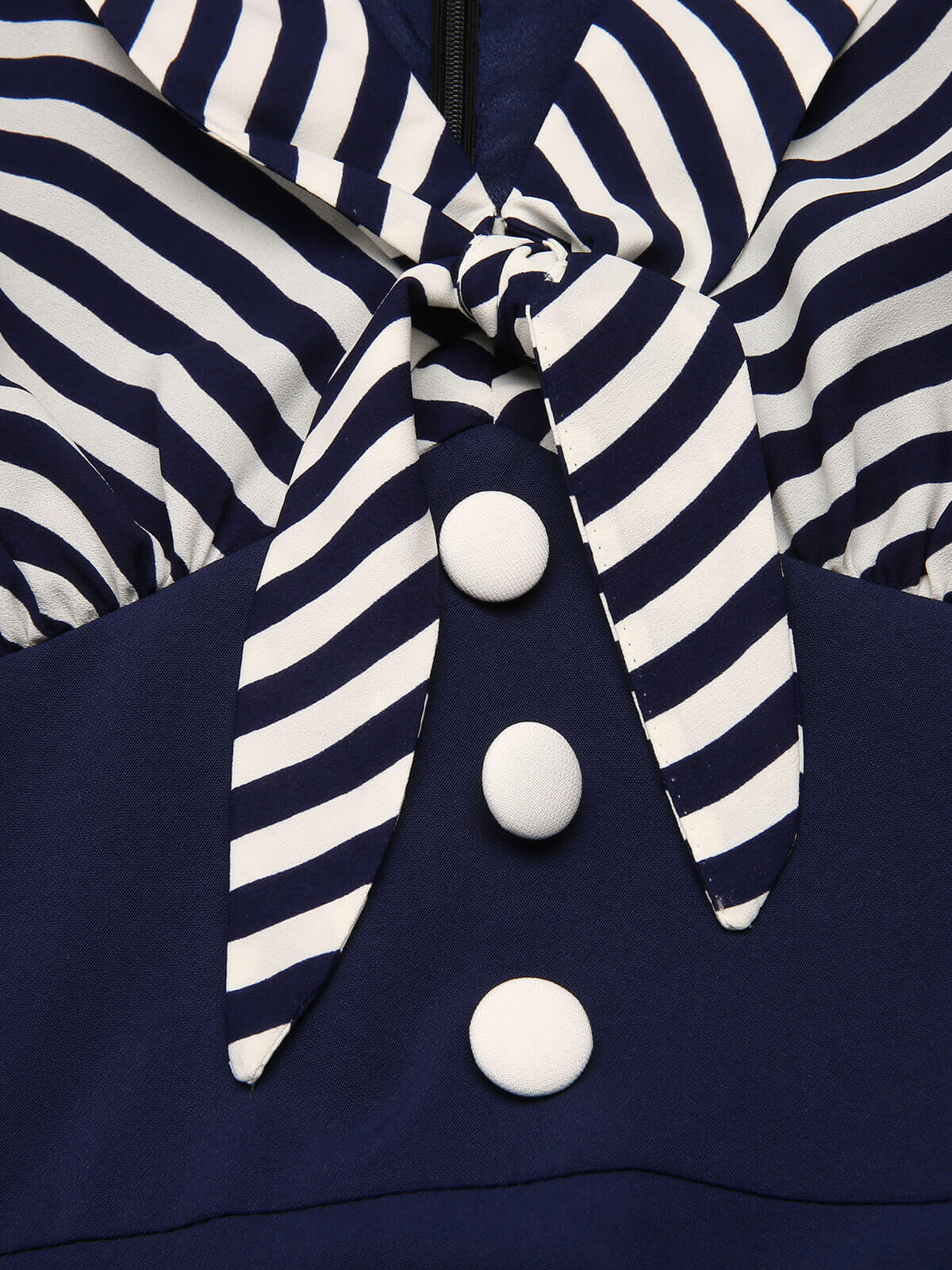 [US Warehouse] Navy Blue 1950s Striped Patchwork Dress - Image 5