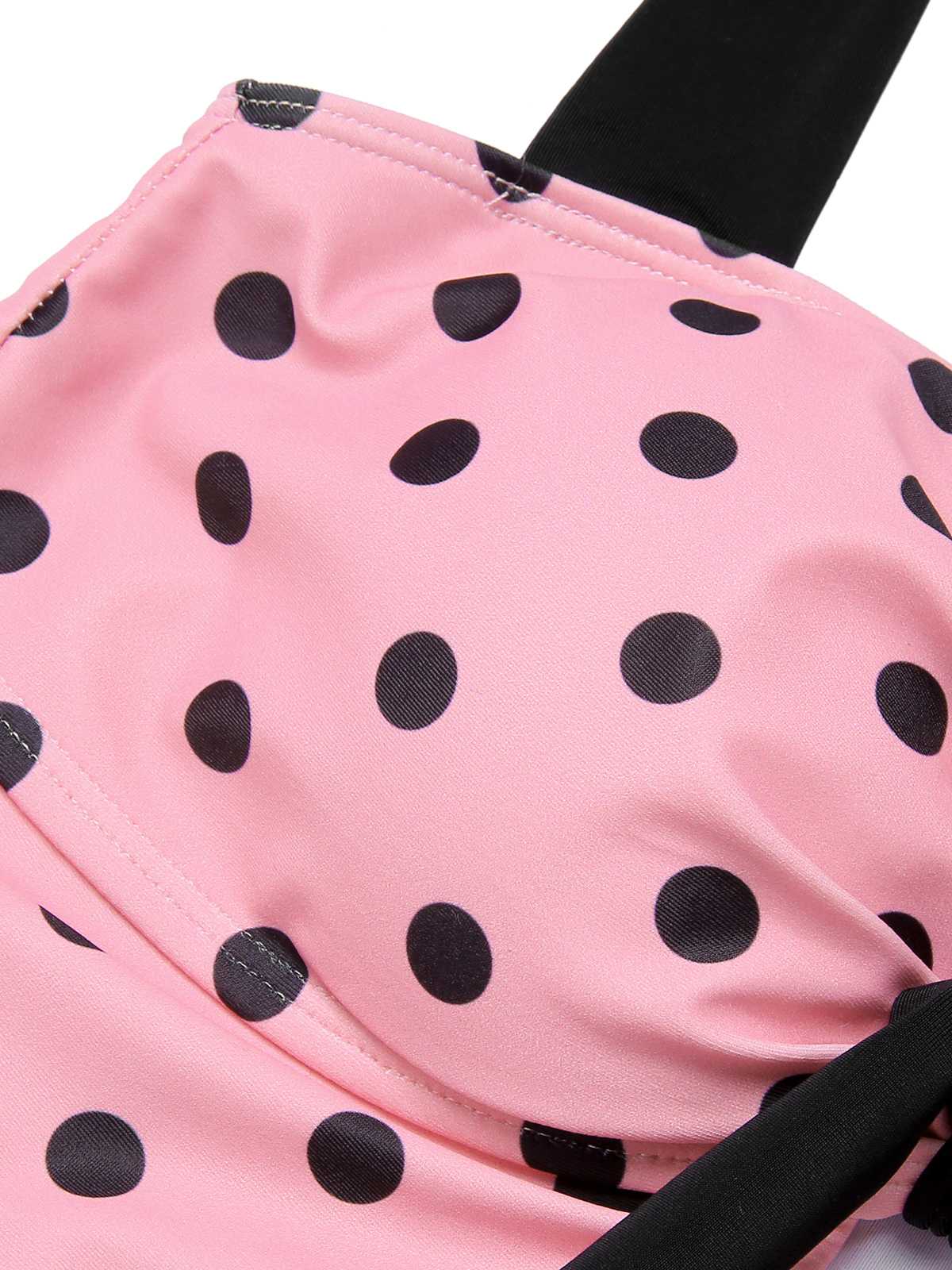 [US Warehouse] Pink 1950s Halter Polka Dots One-Piece Swimsuit - Image 5