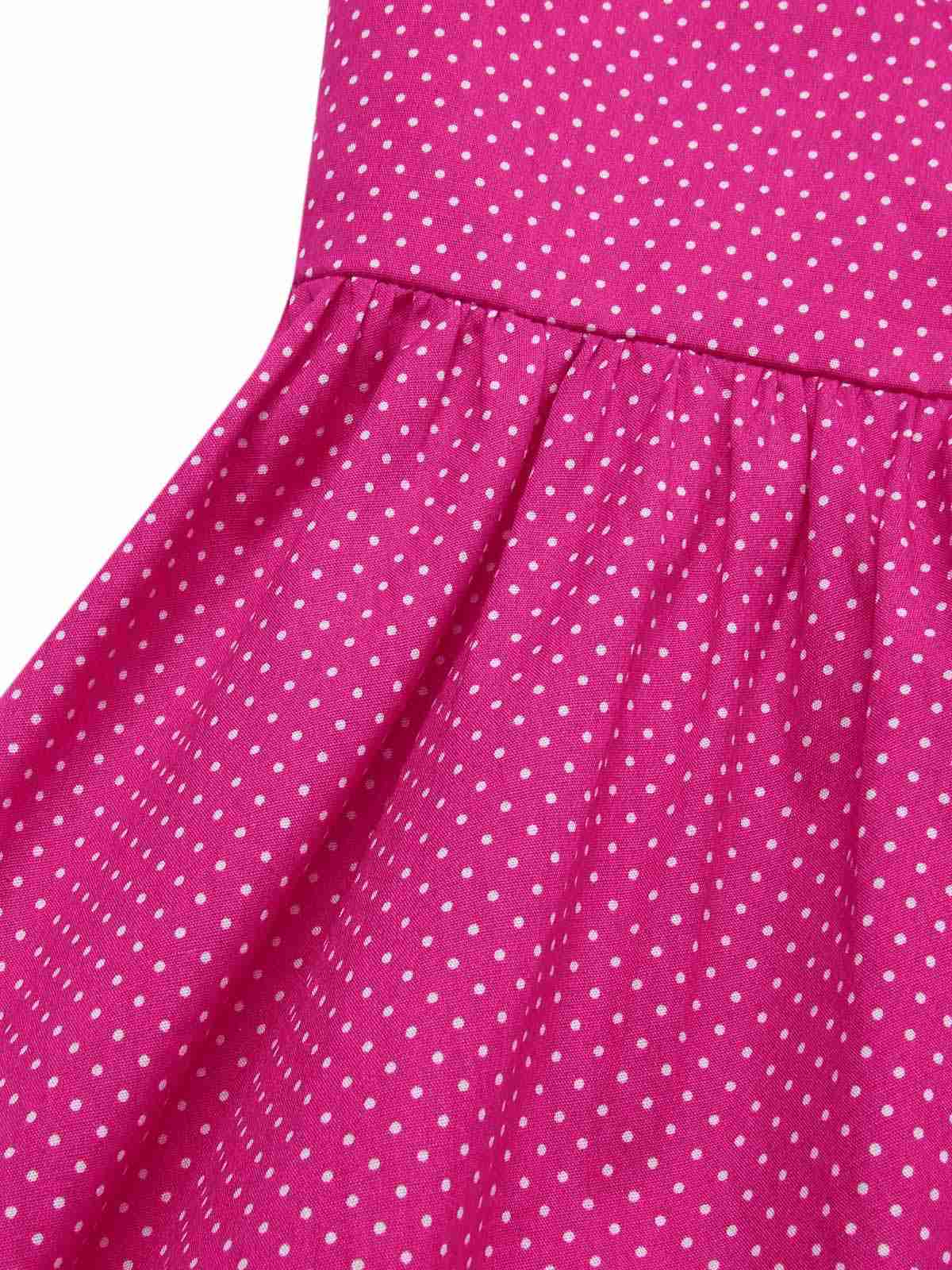 Pink 1950s Polka Dots Halter Cotton Dress - Image 8