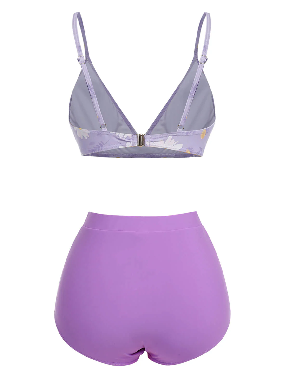 Purple 1950s Daisy Bow Strap Swimsuit - Image 4