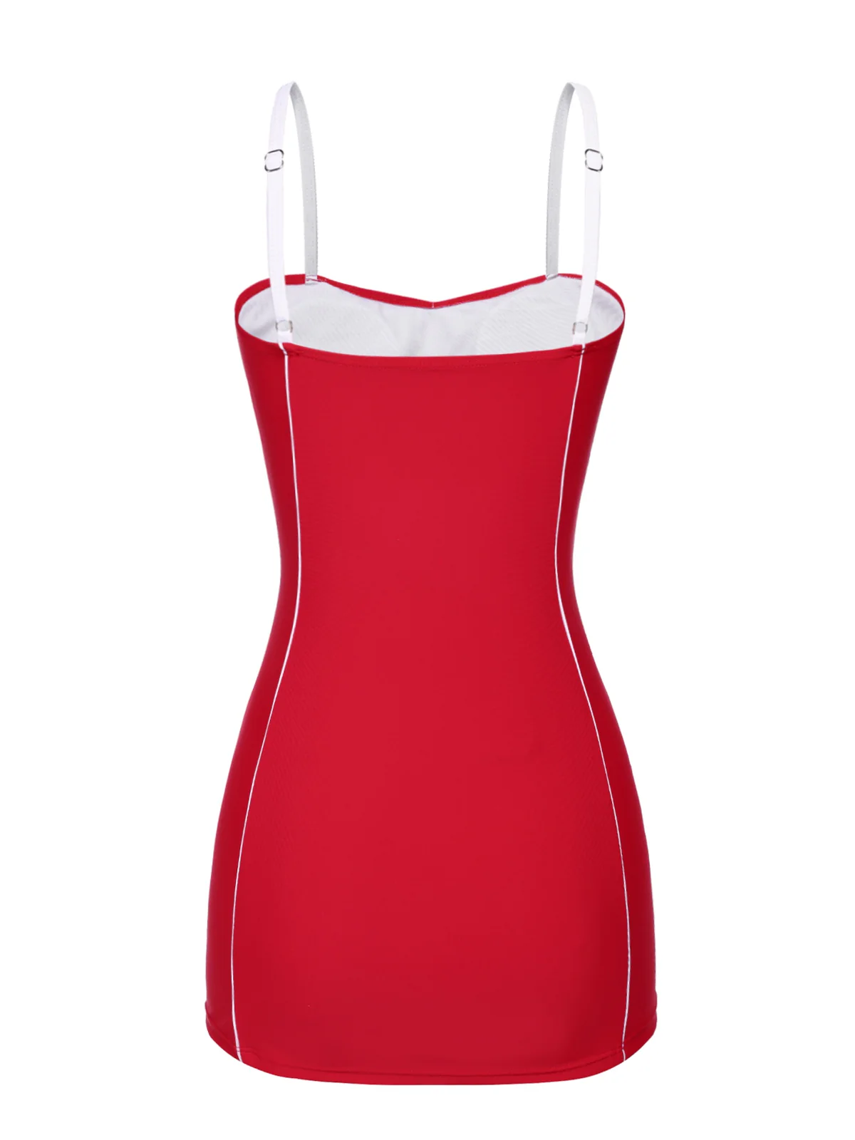[US Warehouse] Red 1940s Bow Straps One-Piece Swimsuit - Image 6
