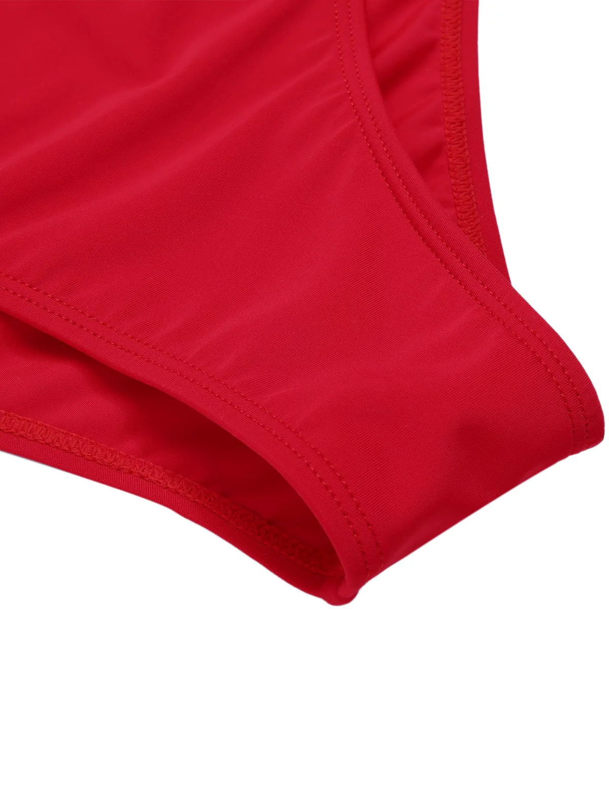 [US Warehouse] Red 1940s Bow Straps One-Piece Swimsuit - Image 9