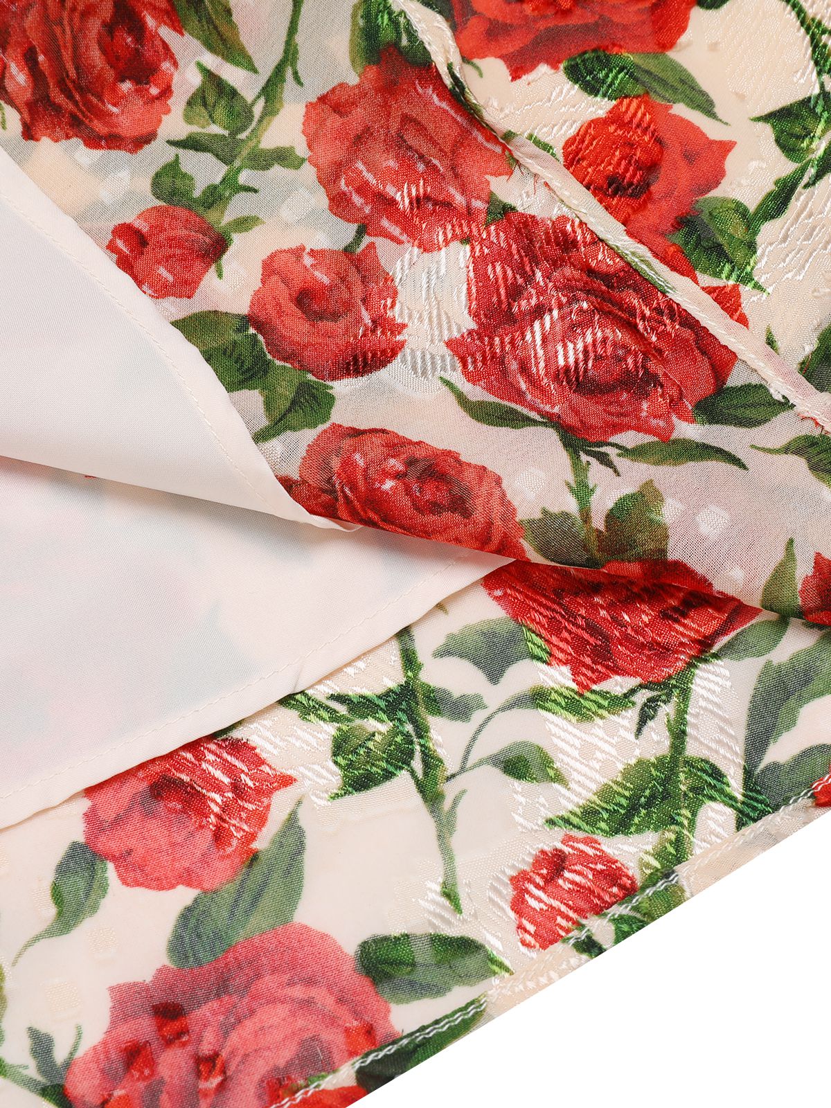 [US Warehouse] Red 1940s Rose V-Neck Swing Dress - Image 6