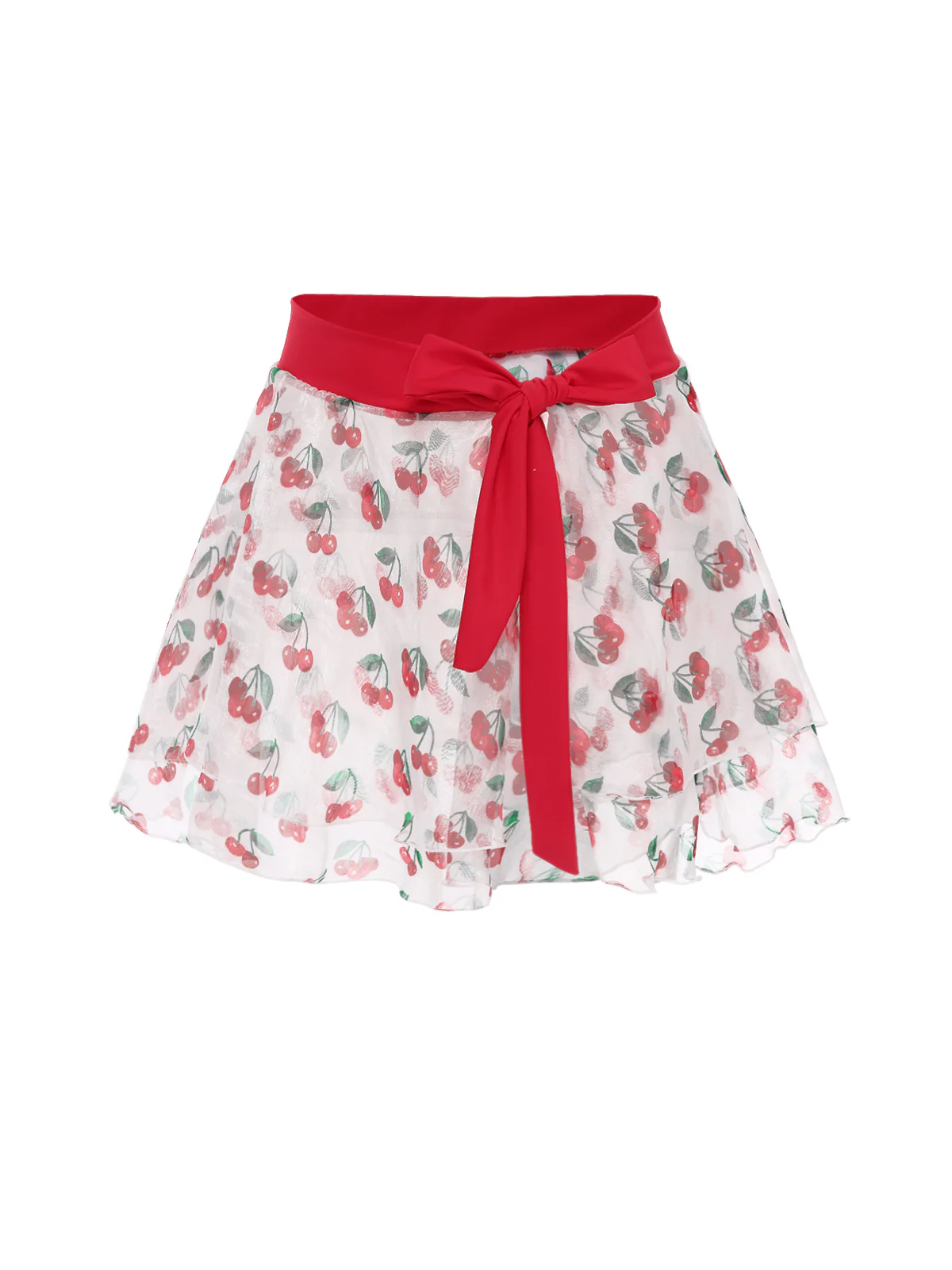 [US Warehouse] Red 1950s Cherry Tie Waist Cover Up - Image 3
