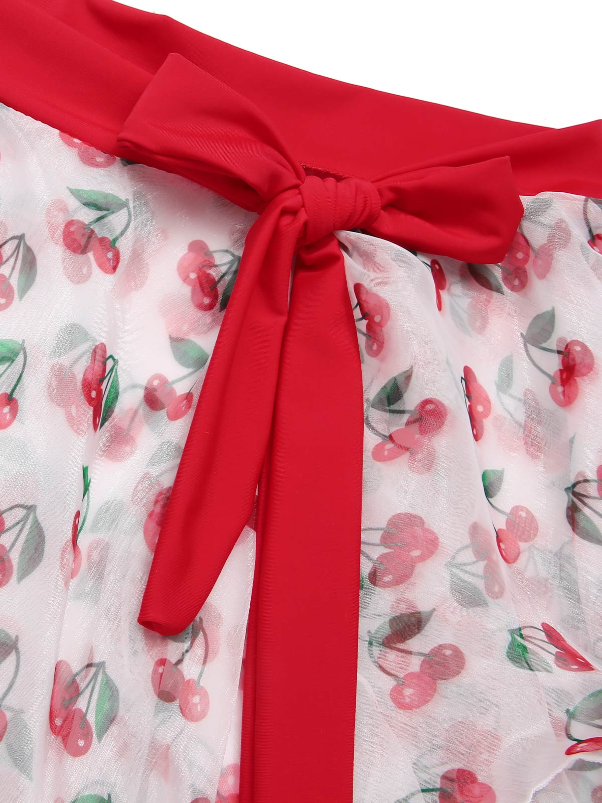 [US Warehouse] Red 1950s Cherry Tie Waist Cover Up - Image 5