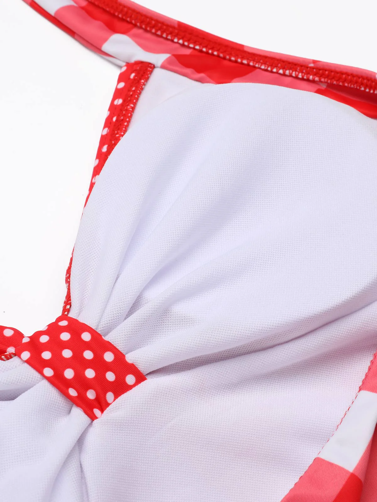 [US Warehouse] Red 1950s Plaid Halter Bikini Set - Image 7