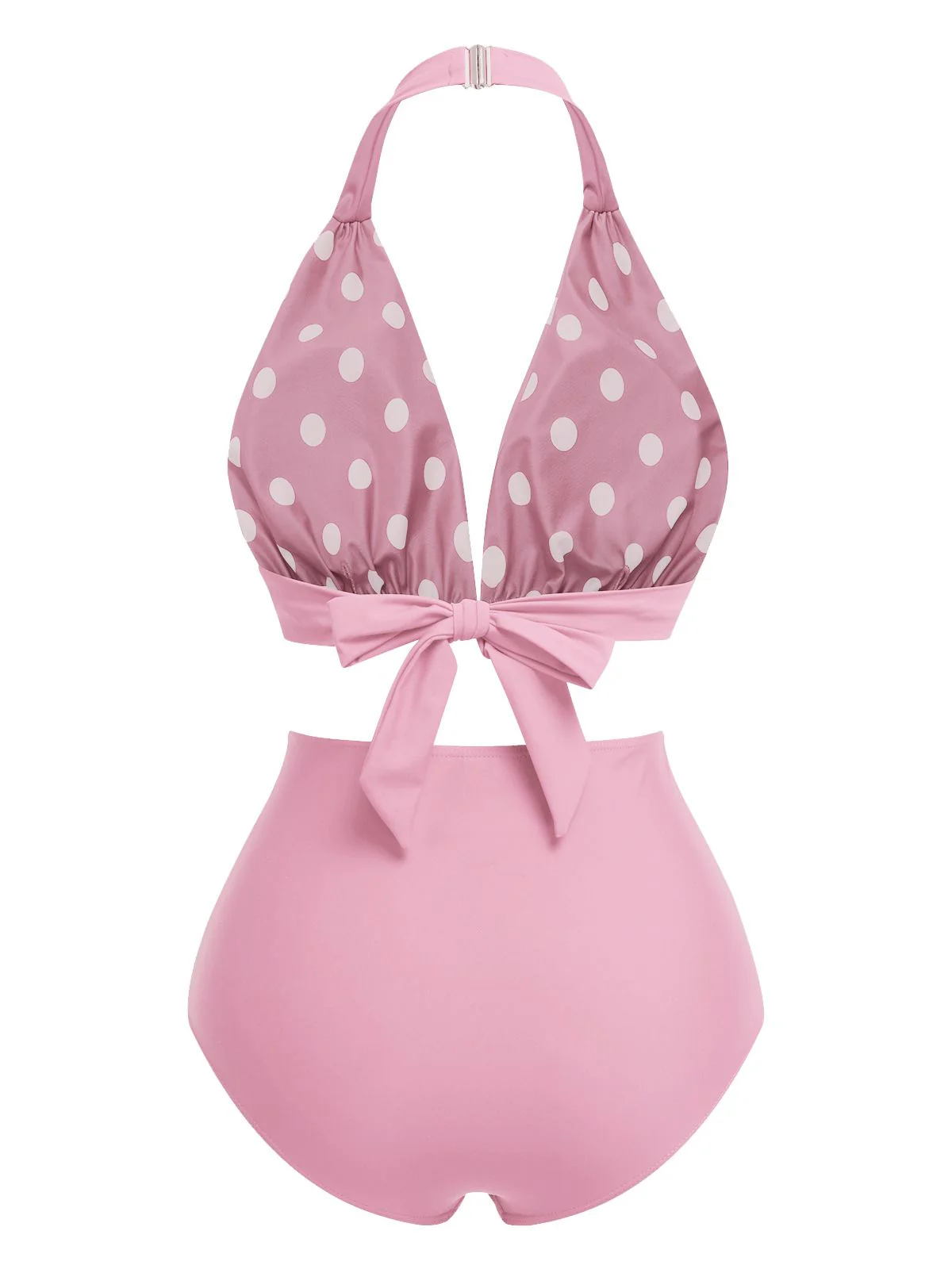 [US Warehouse] Red 1950s Polka Dot Halter Separate Swimsuit - Image 9