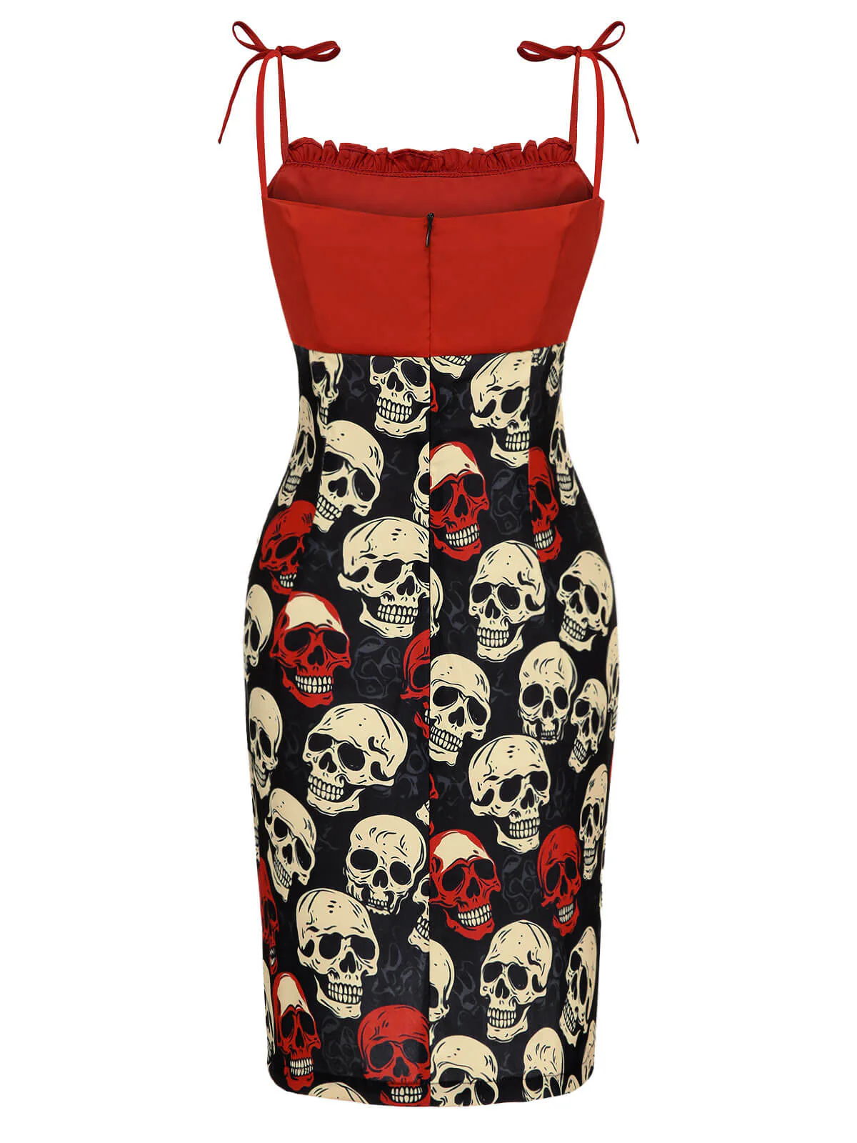 [US Warehouse] Red 1960s Halloween Skull Strap Dress - Image 5
