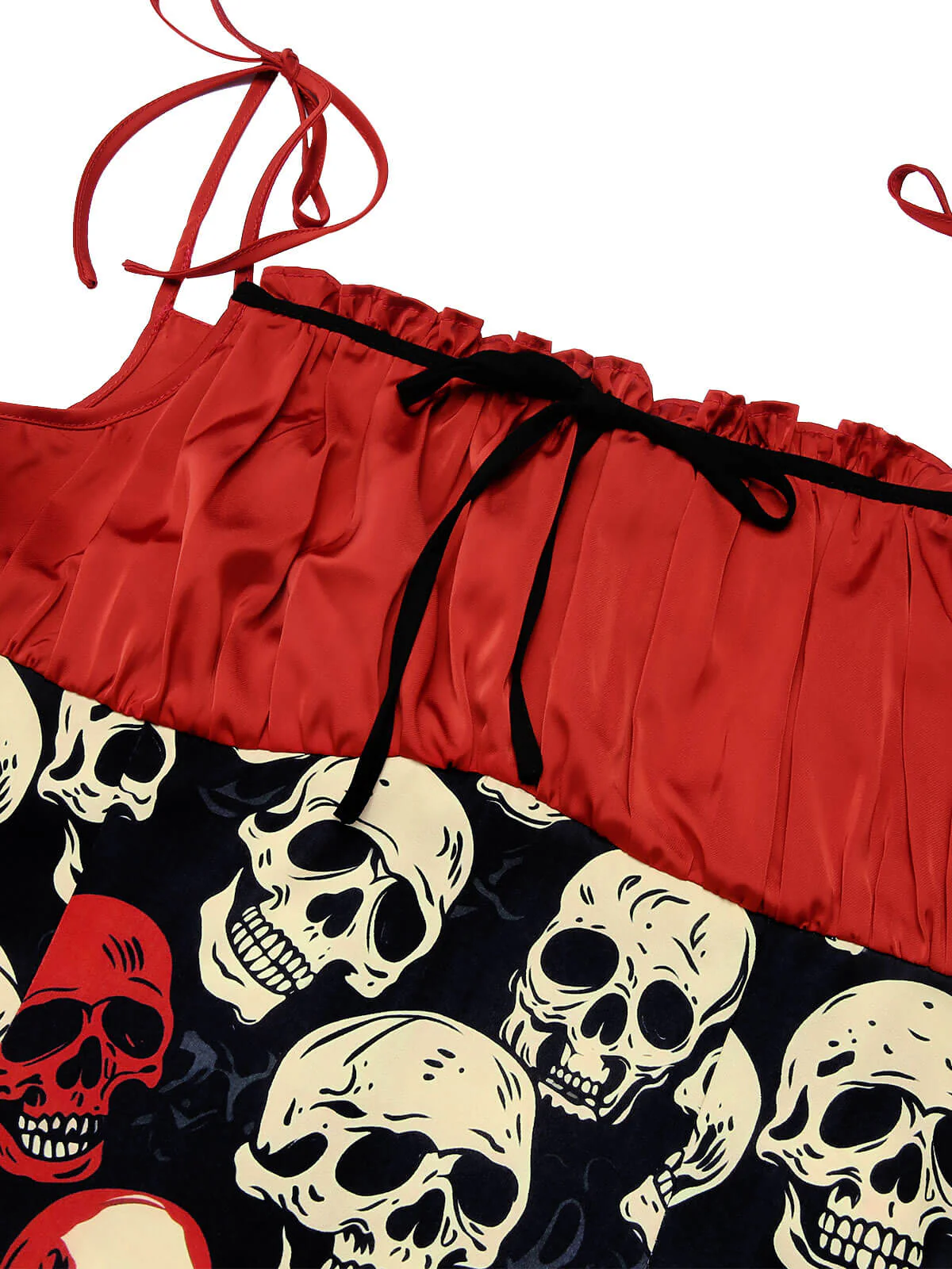 [US Warehouse] Red 1960s Halloween Skull Strap Dress - Image 8