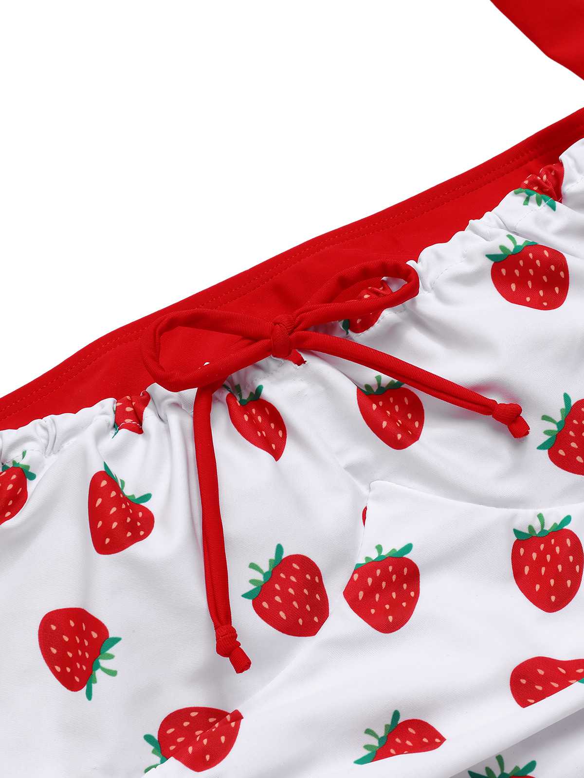 [US Warehouse] Red 1960s Halter Bow Strawberry One-Piece Swimsuit - Image 5