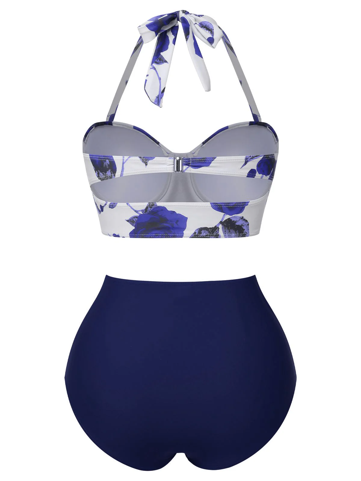 Blue 1960s Halter Roses Swimsuit - Image 2