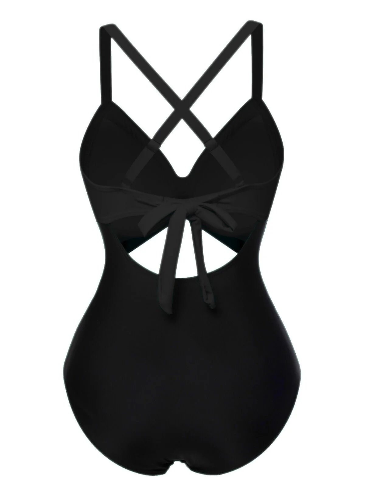 Pink & Black 1940s Hollow Waist Patchwork Swimsuit - Image 10