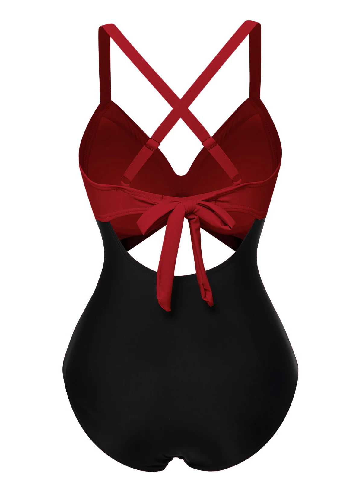 Pink & Black 1940s Hollow Waist Patchwork Swimsuit - Image 6
