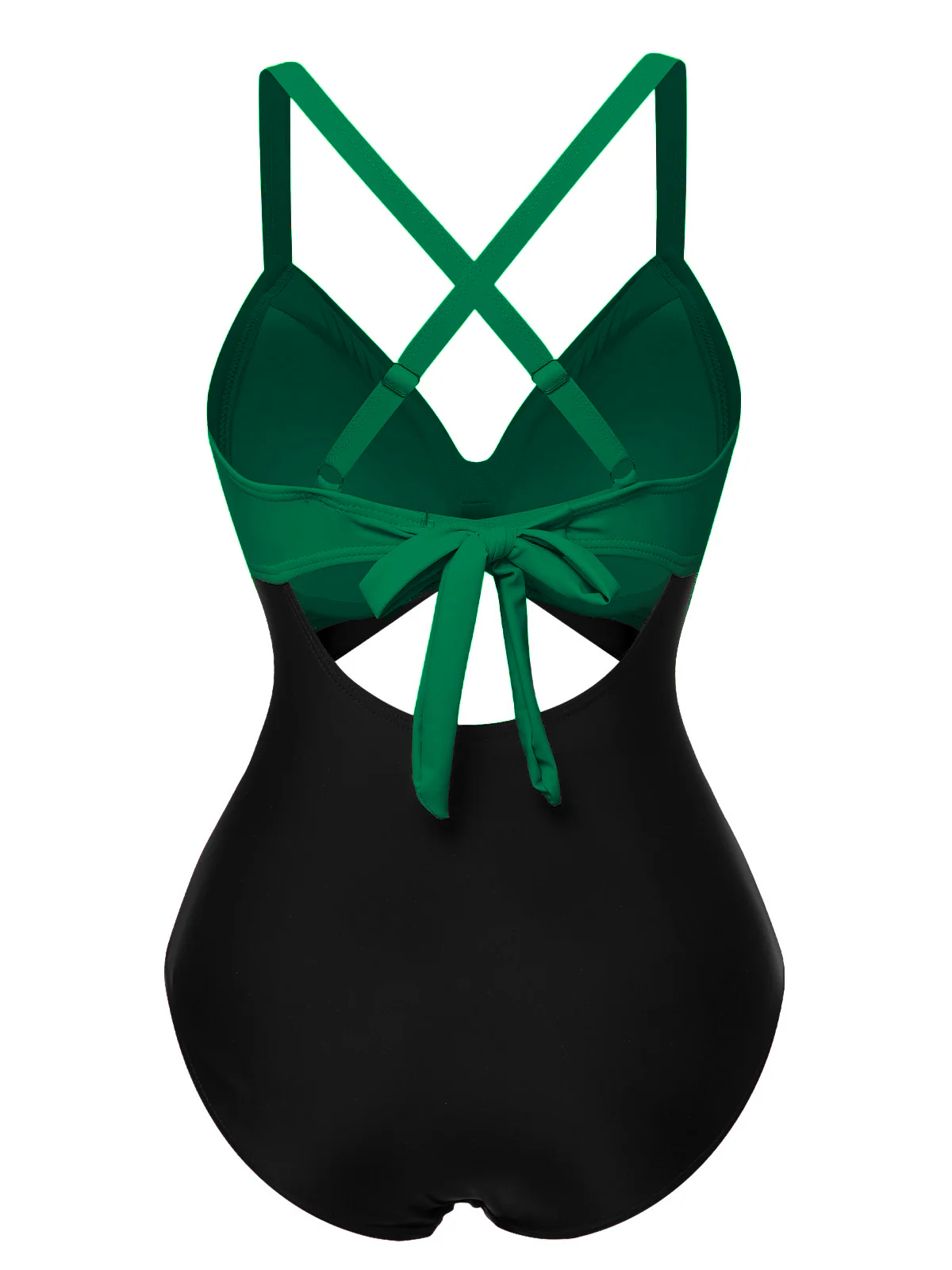 Pink & Black 1940s Hollow Waist Patchwork Swimsuit - Image 8
