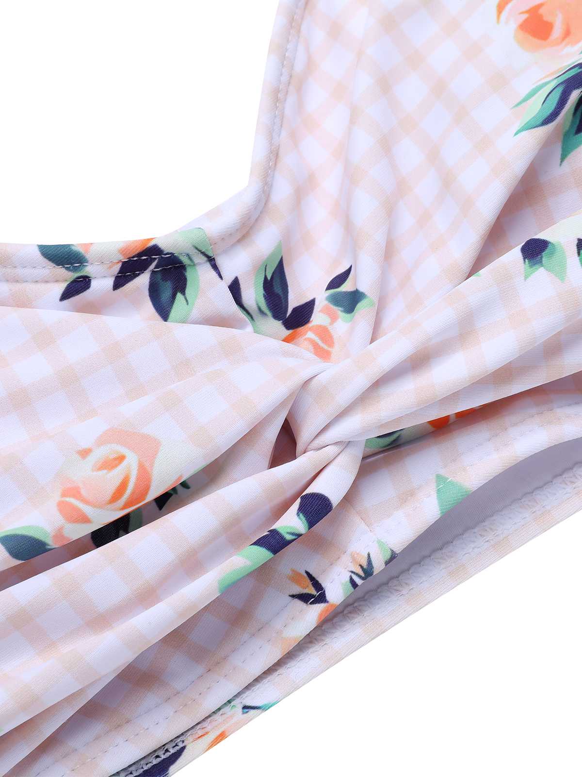[US Warehouse] Turmeric 1940s Spaghetti Strap Roses Swimsuit - Image 5
