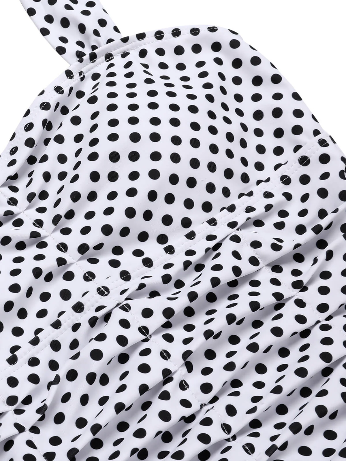 [US Warehouse] White 1940s Polka Dot Halter Skirted Swimsuit - Image 3