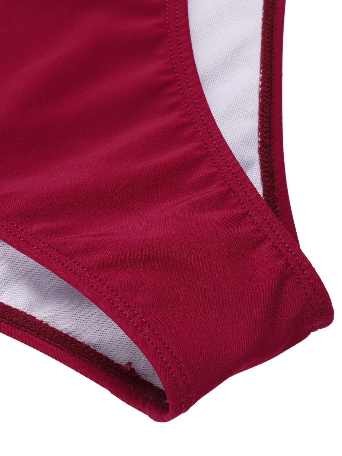 [US Warehouse] Wine Red 1950s Spaghetti Strap Butterflies Swimsuit - Image 7