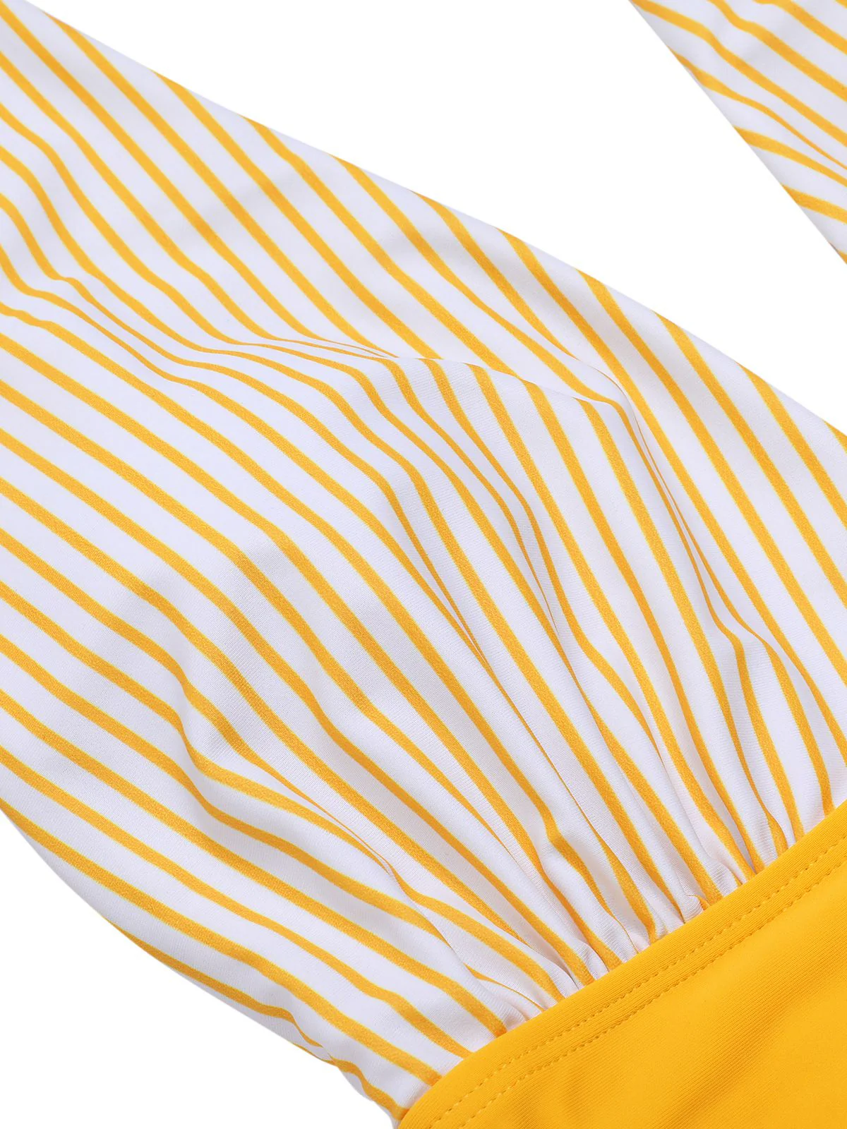 [US Warehouse] Yellow 1950s Halter Striped Patchwork Swimsuit - Image 5