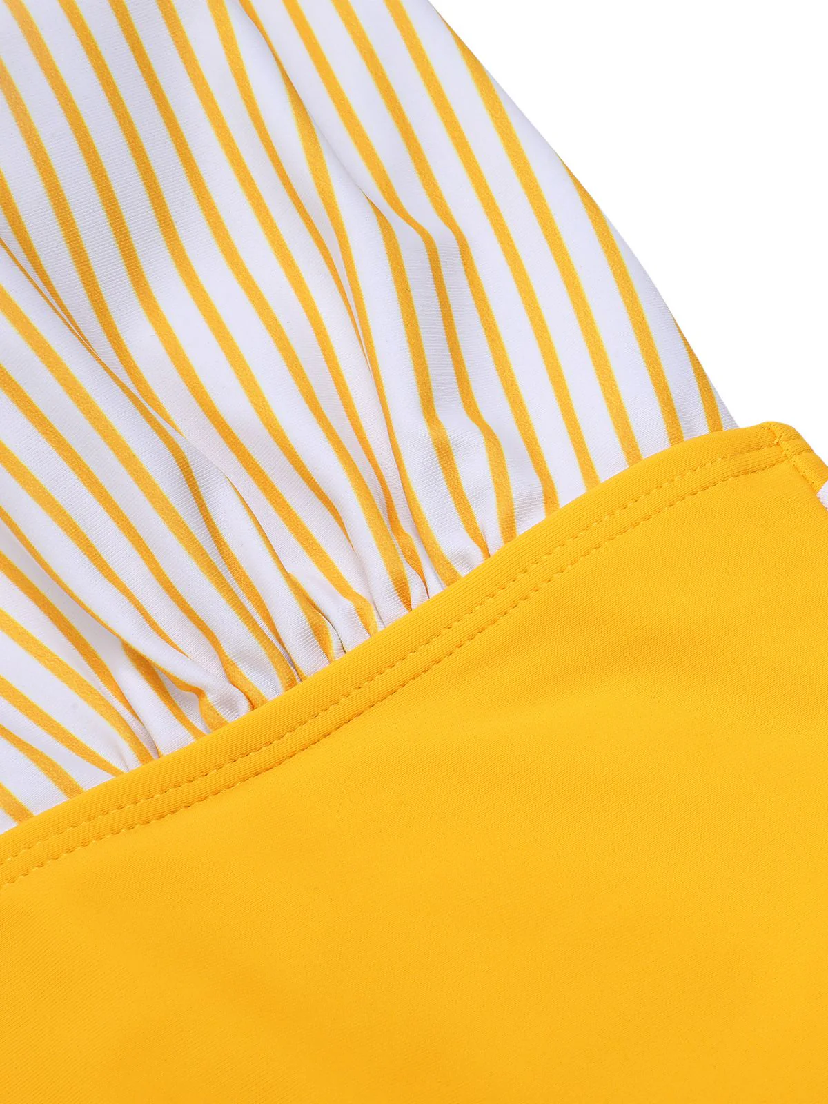 [US Warehouse] Yellow 1950s Halter Striped Patchwork Swimsuit - Image 6
